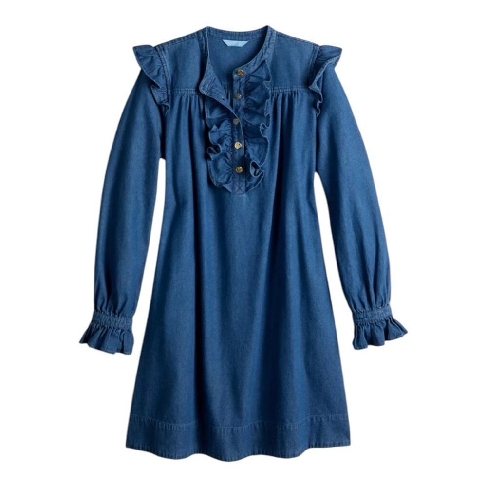 Draper James Blue Ruffle Denim Mini Dress - Picture 14 of 15